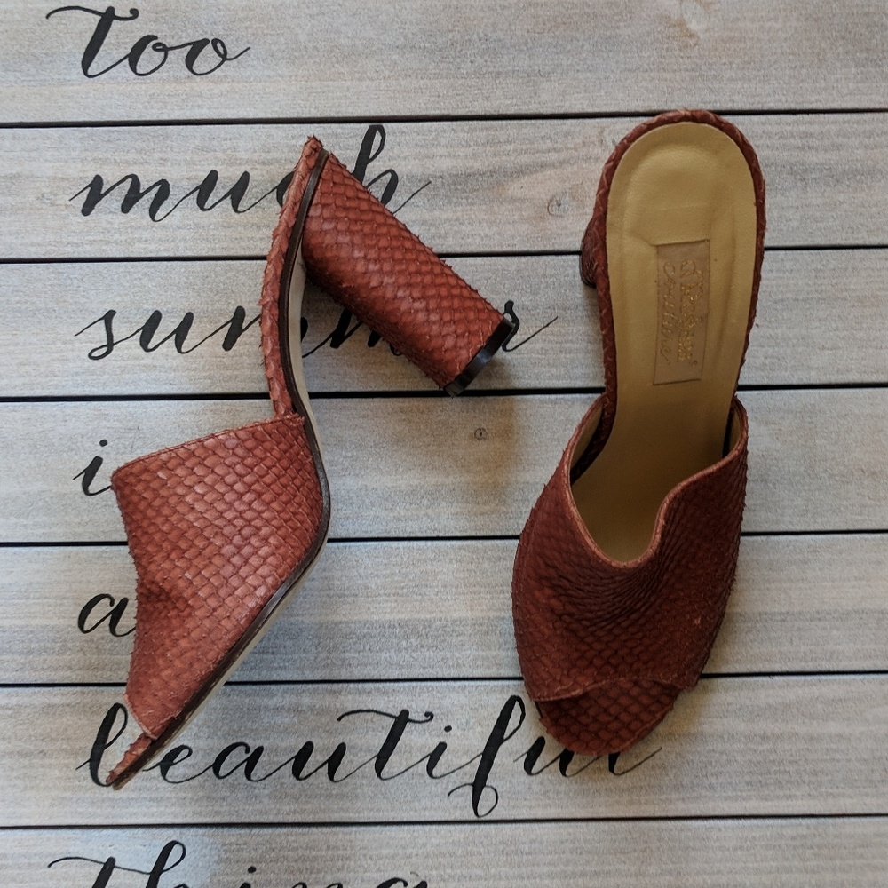 Genuine Snakeskin Python Leather Open Toe Mules - image 2